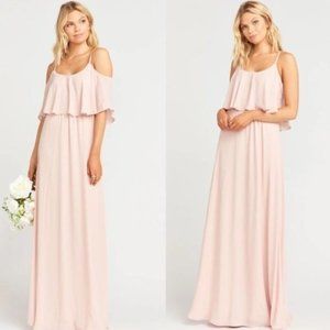 Show Me Your Mumu Caitlin Ruffle Maxi Dress in Dusty Blush Crisp Size Small
